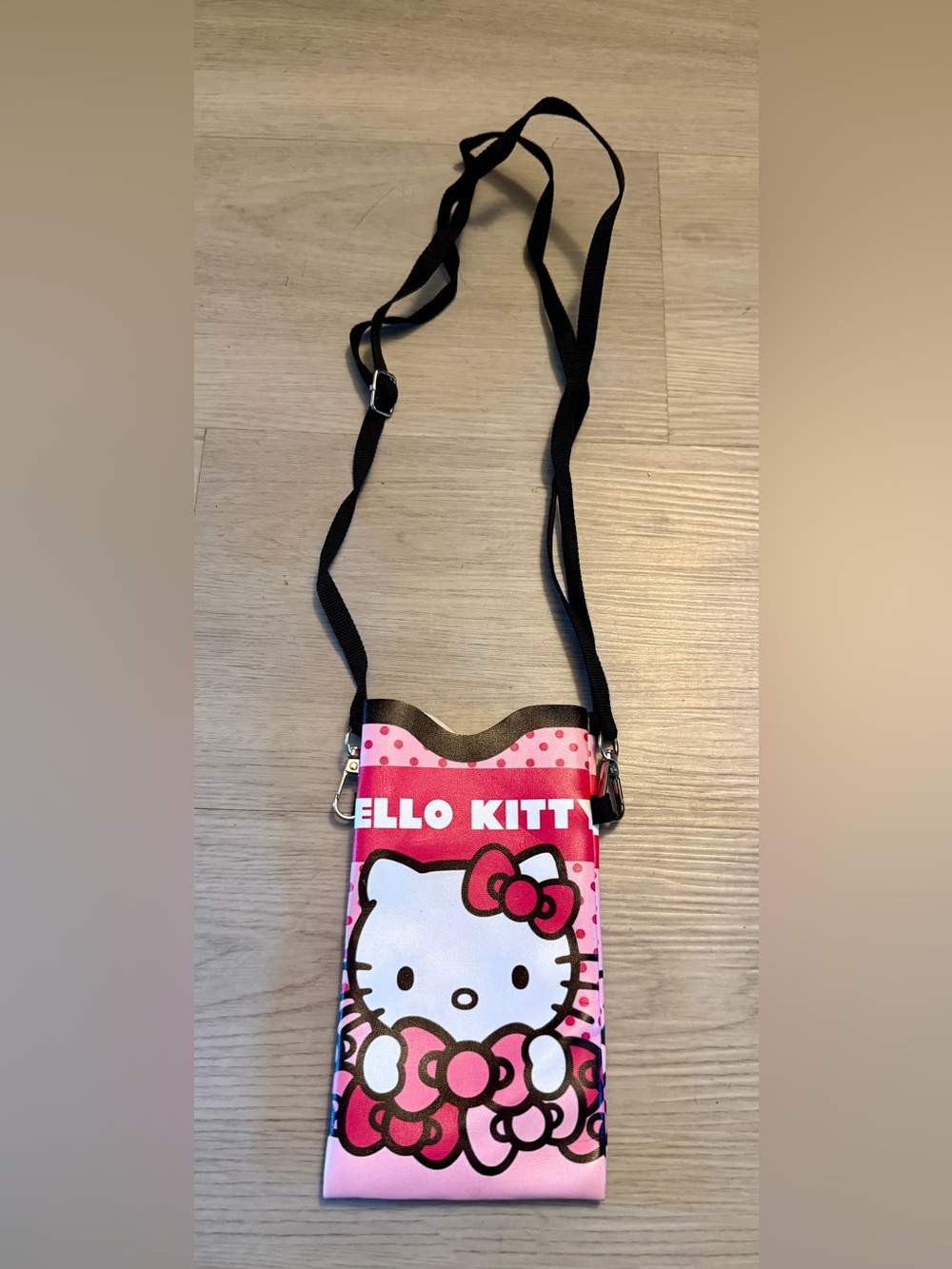 Kawaii Hello Kitty Cross Body Cell Phone Bag Pink Polka Dots Bows Kidcore Travel